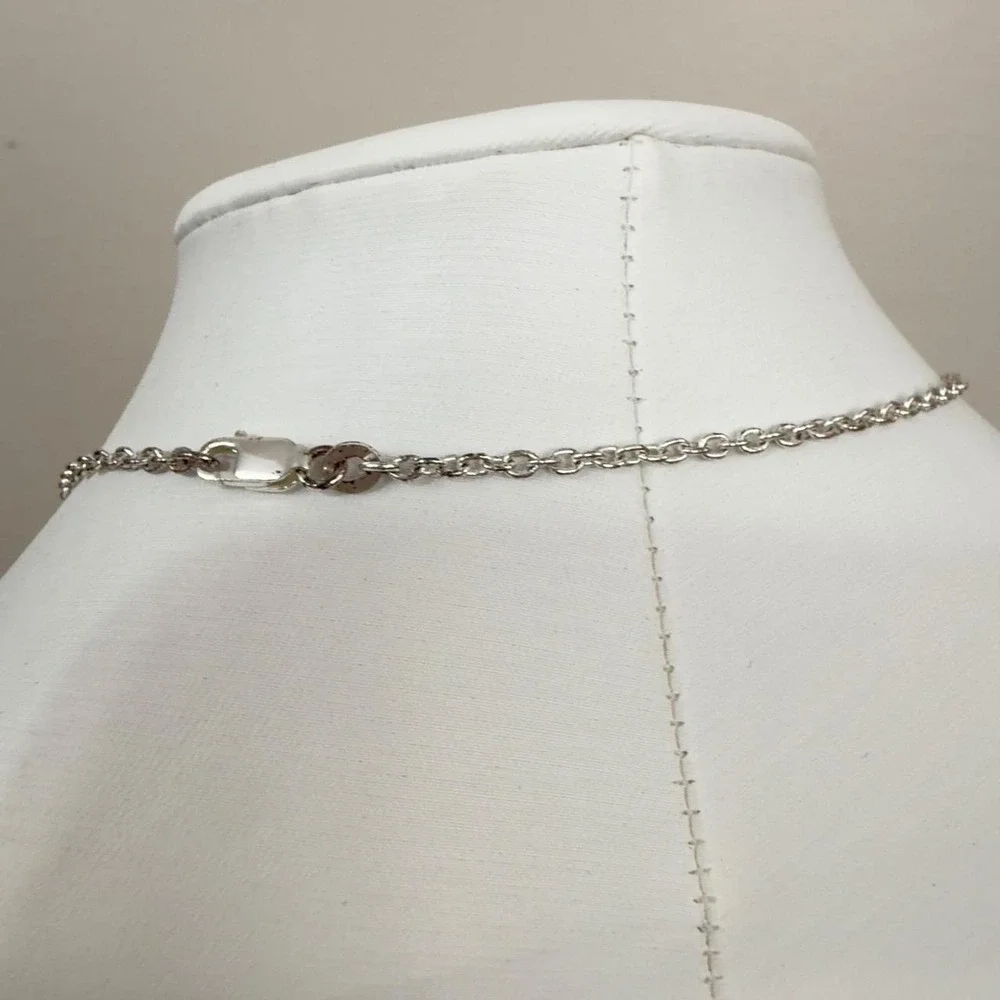 Natural Stone Boho Necklace Mauve Earthy Pendant Silver Tone Organic Design